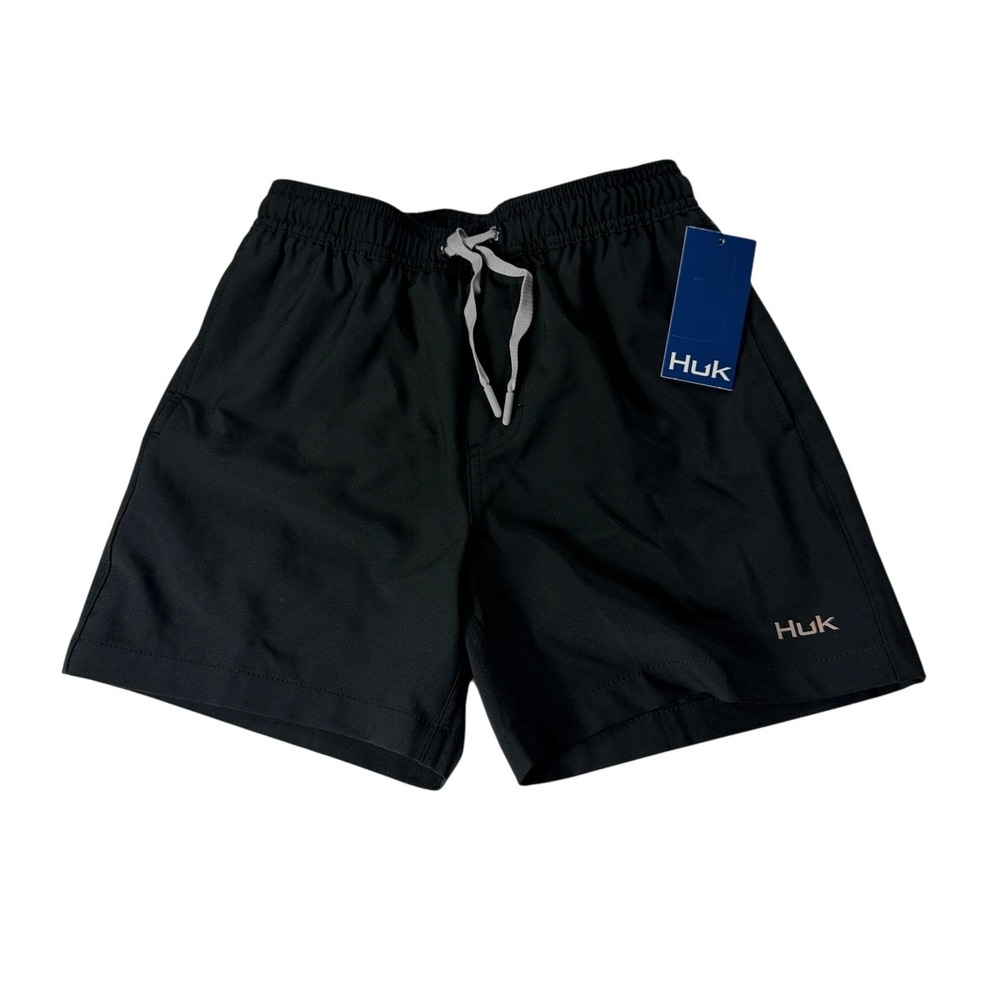 Huk‎ Pursuit Volley Youth Medium Black Fishing Shorts Quick Dry Stretch NWT